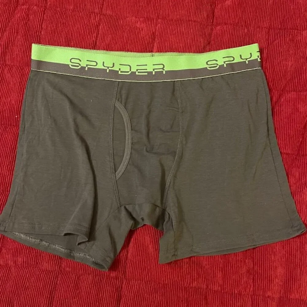 Spyder‎ Men's Cotton Boxer Briefs Size Large NWOT Black/Green Band